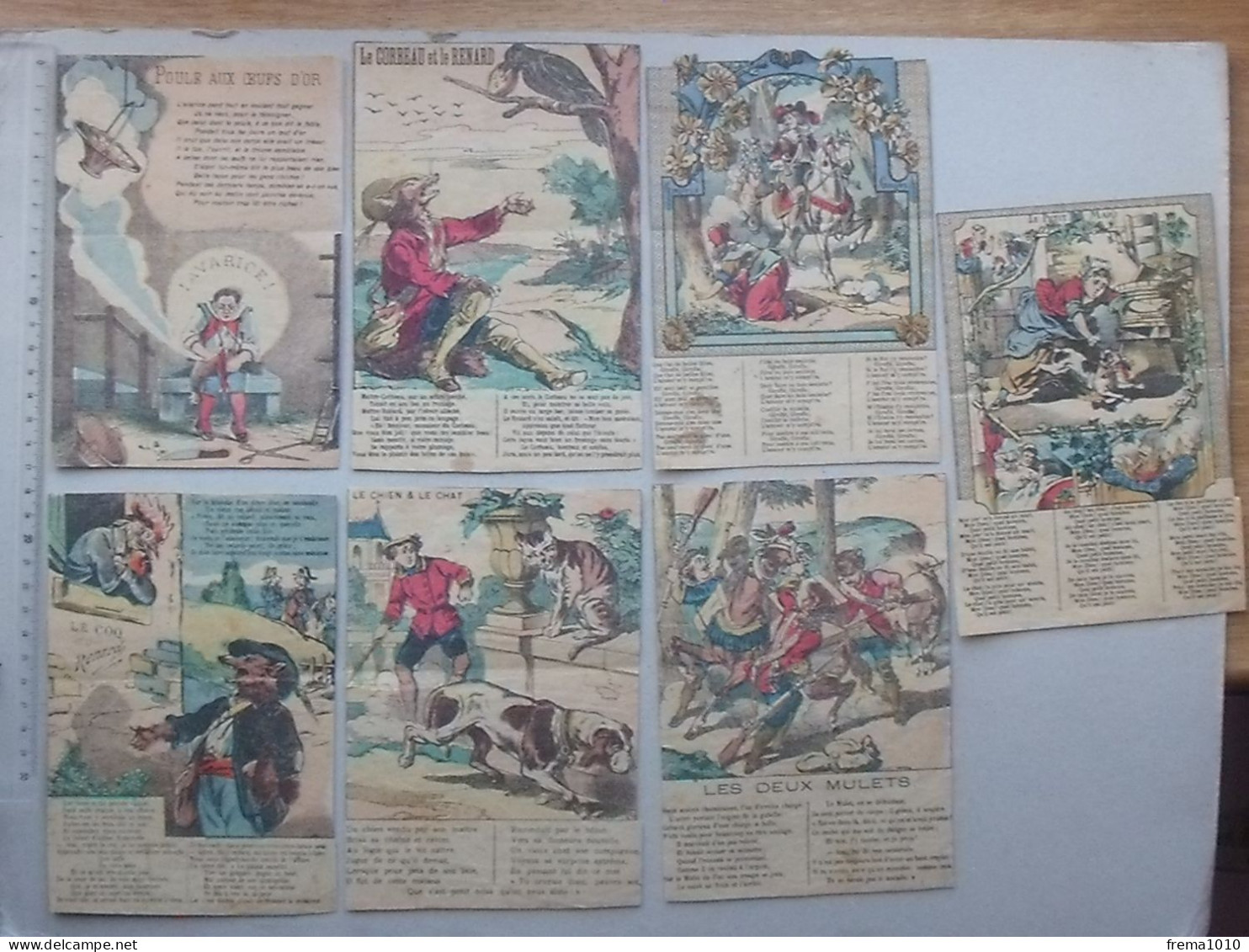 DECOUPAGE Genre CHROMO Grand Format BELLE JARDINIERE: Fable (LA FONTAINE) Opéra Lot 7 Différents Même Thème - HUMOUR - Other & Unclassified