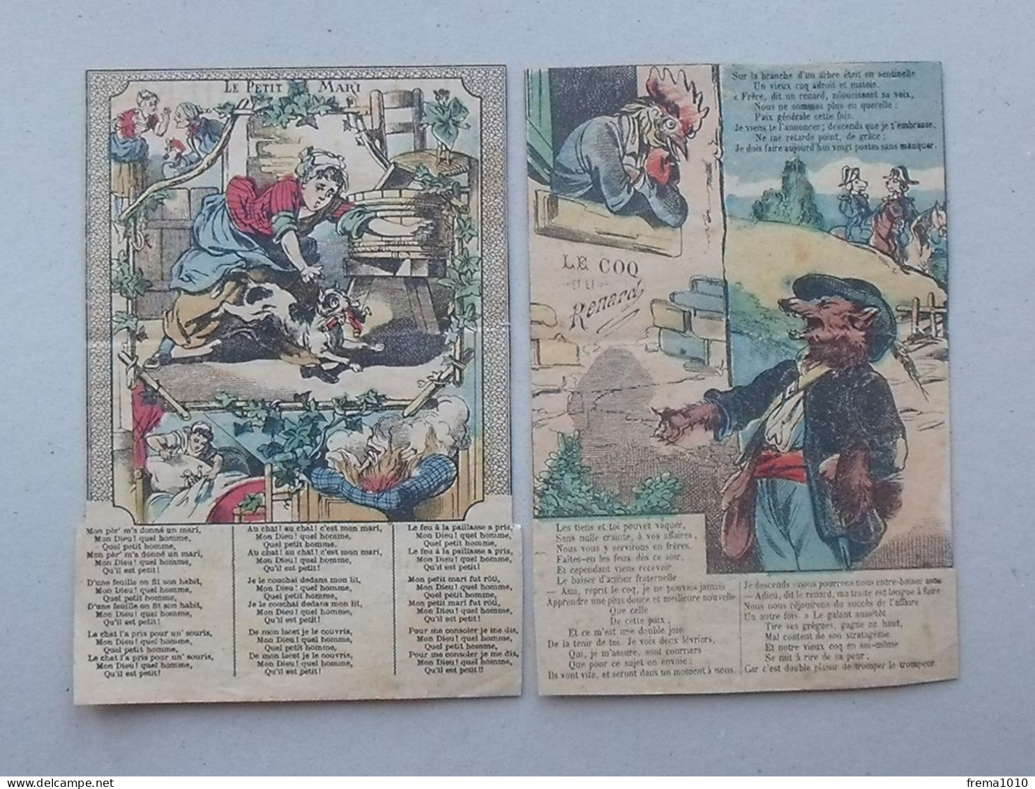 DECOUPAGE Genre CHROMO Grand Format BELLE JARDINIERE: Fable (LA FONTAINE) Opéra Lot 7 Différents Même Thème - HUMOUR - Autres & Non Classés