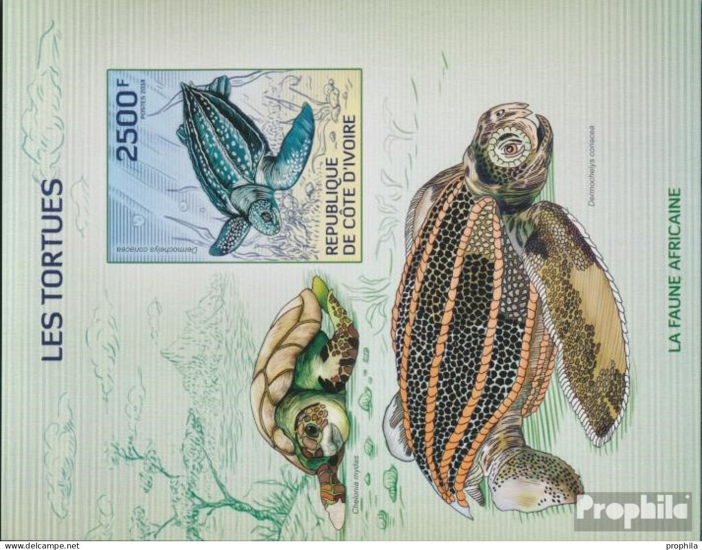 Elfenbeinküste Block193B (kompl.Ausg.) Ungezähnte Marken Postfrisch 2014 Schildkröten - Costa De Marfil (1960-...)