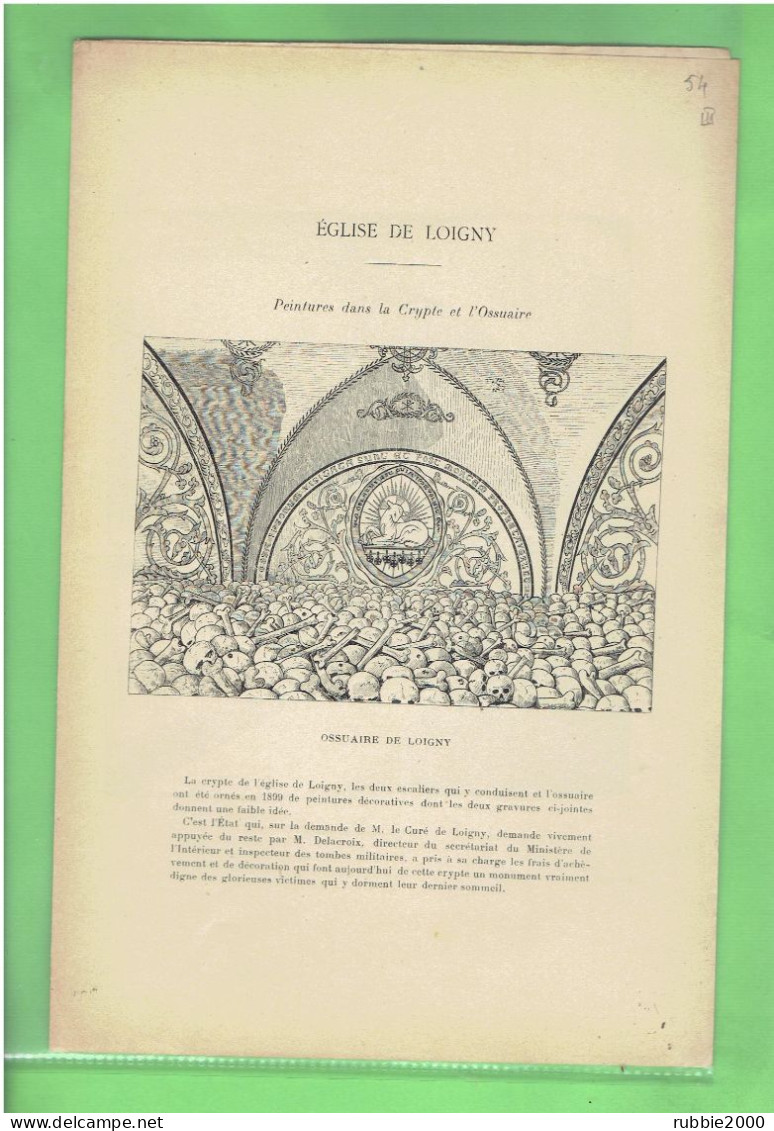 1904 EGLISE DE LOIGNY EURE ET  LOIR PEINTURES DANS LA CRYPTE ET L OSSUAIRE - Centre - Val De Loire