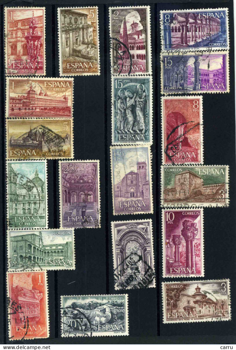 España - Lote De Sellos De Monasterios (1960-1976) - Used Stamps