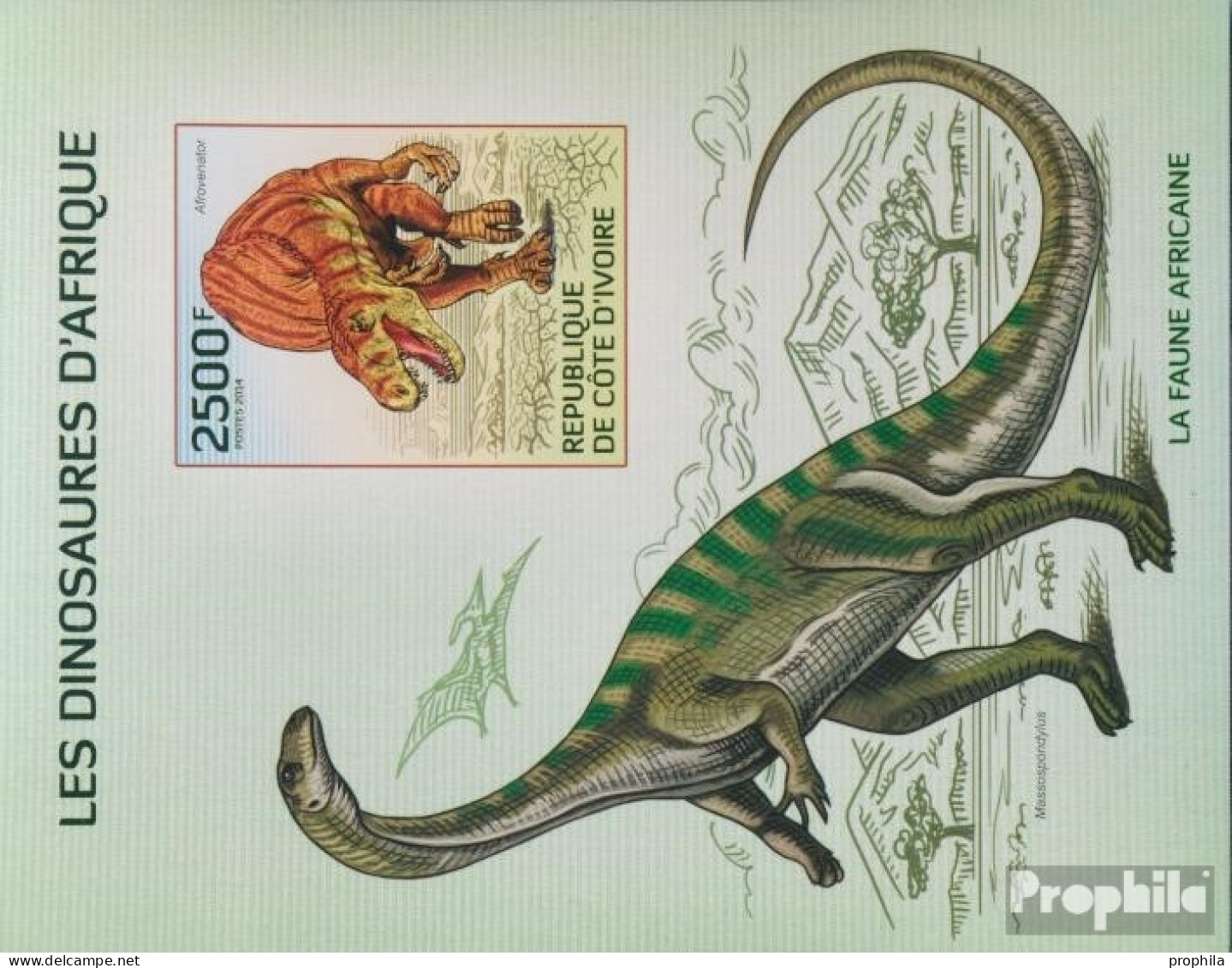 Elfenbeinküste Block192B (kompl.Ausg.) Postfrisch 2014 Prähistorische Reptillien - Costa D'Avorio (1960-...)