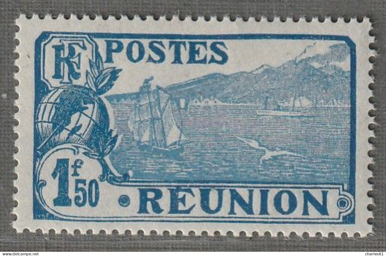 REUNION - N°117 ** (1928-30) 1fr50 Bleu Et Outremer - Nuovi