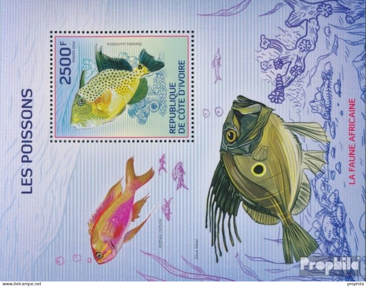 Elfenbeinküste Block190A (kompl.Ausg.) Postfrisch 2014 Fische - Ivory Coast (1960-...)