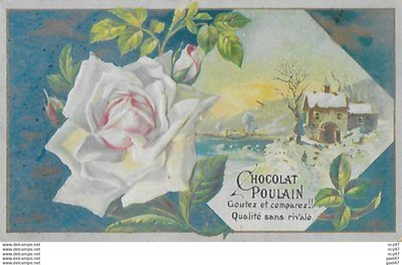 CHROMOS. Chocolat POULAIN (Blois)  Roses Et Paysage Sous La Neige...S3833 - Poulain