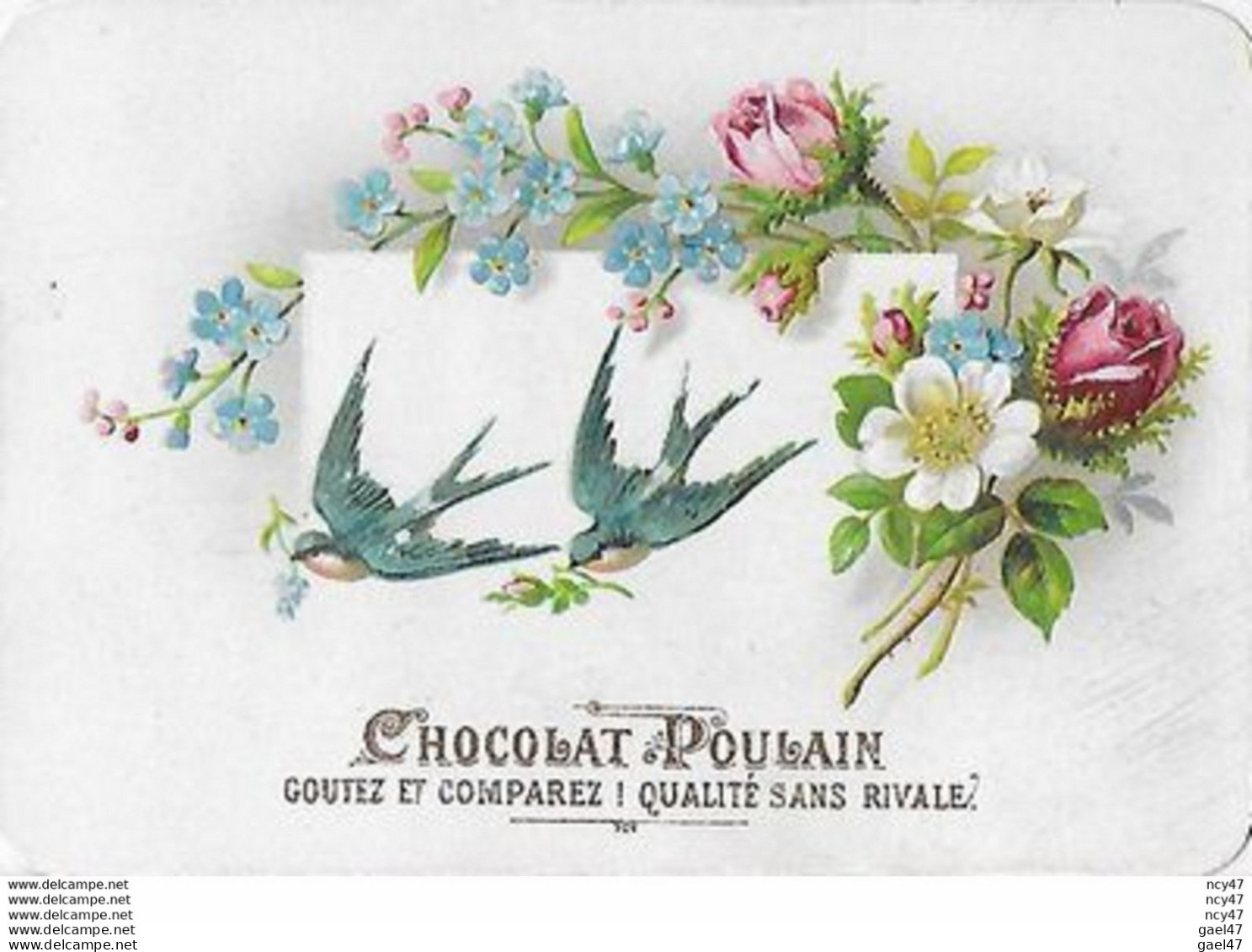 CHROMOS. Chocolat POULAIN (Blois)  Hirondelles Et Fleurs...S3834 - Poulain