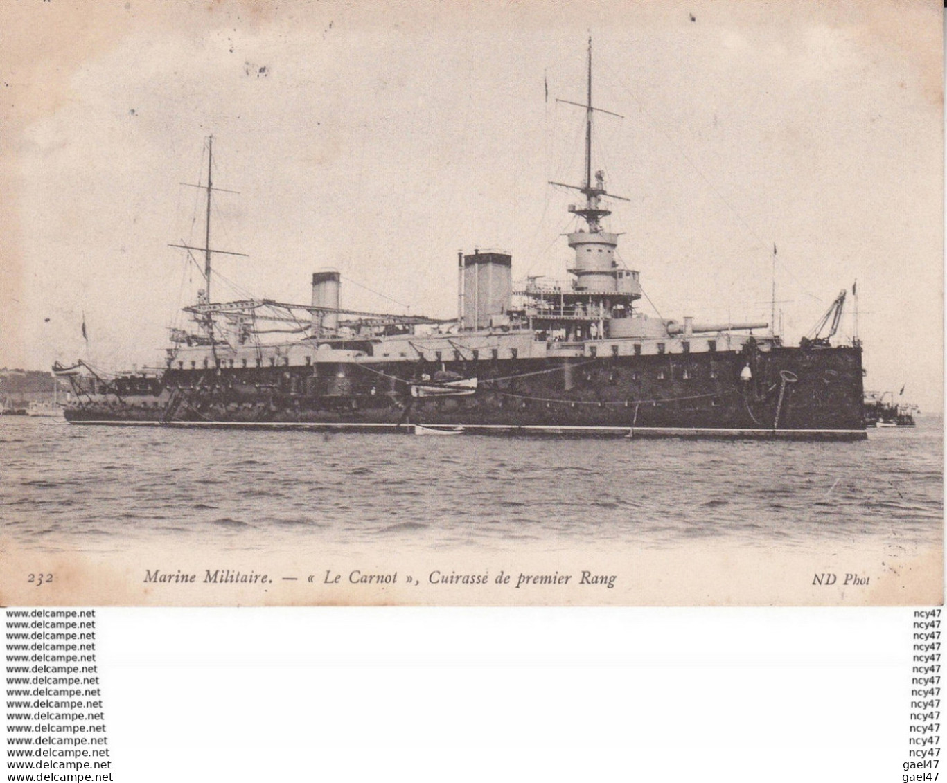 CPA Marine De Guerre Française. Cuirassé  "LE CARNOT". ...D097 - Warships