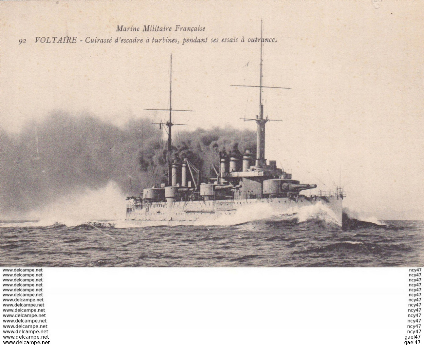 CPA Marine De Guerre Française. Cuirassé  "VOLTAIRE". ...D093 - Warships
