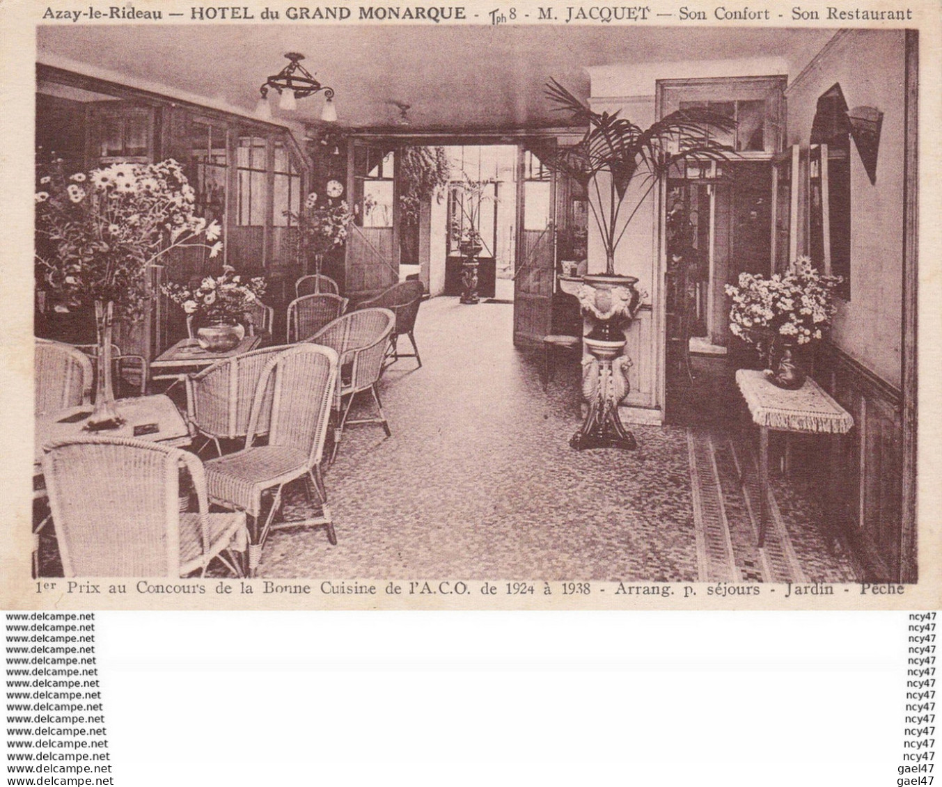 CPA (37)  AZAY-LE-RIDEAU.  Hôtel Du Grand Monarque, .M. JACQUET. . ...D016 - Azay-le-Rideau