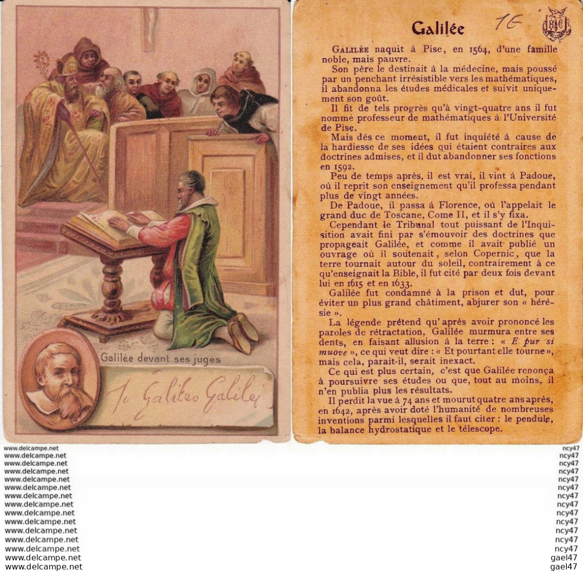 CPA CHROMOS. Histoire. Galilée Devant Ses Juges. ...Z169 - Otros & Sin Clasificación