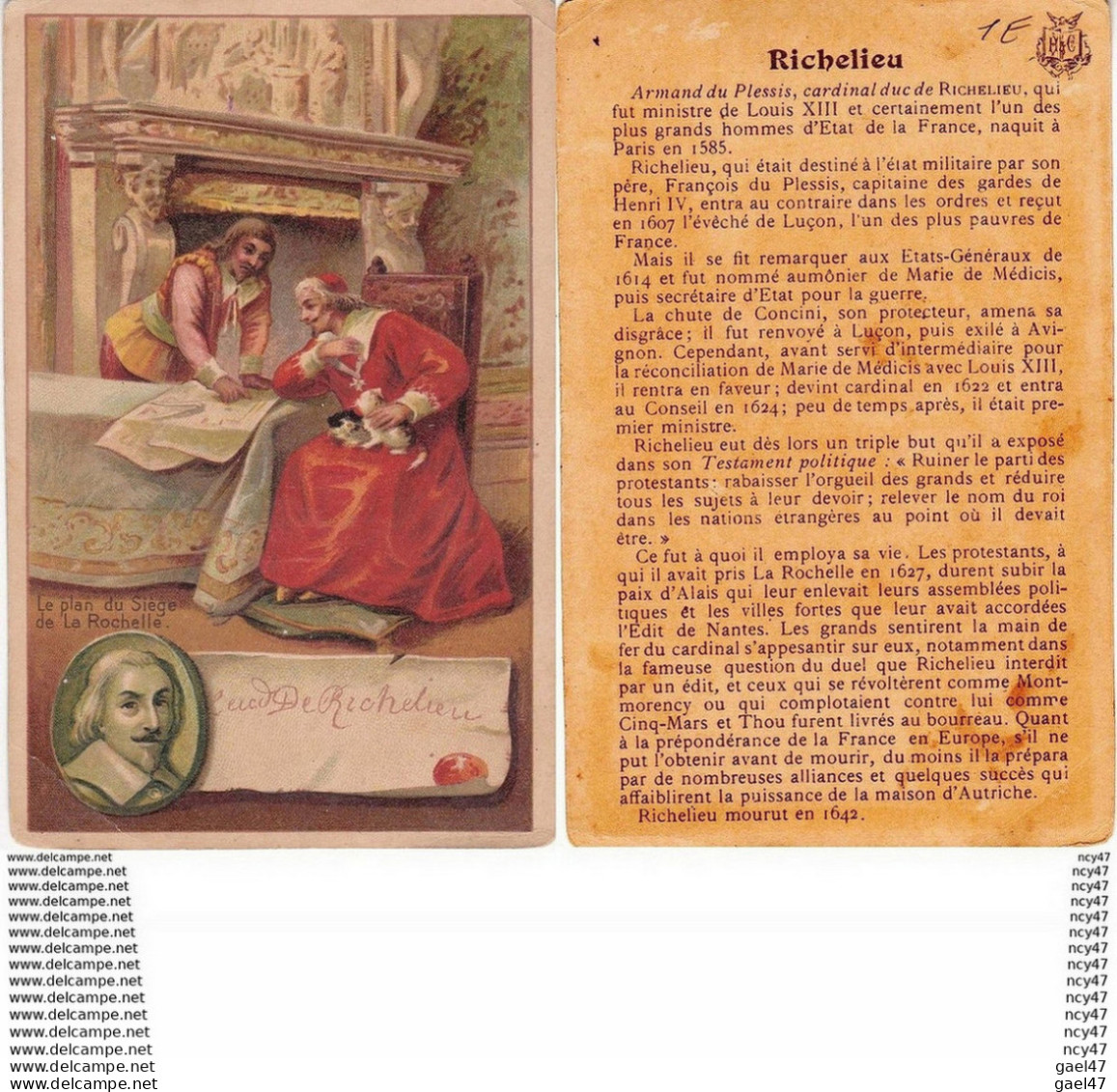 CPA CHROMOS. Histoire. Richelieu.  Le Plan Du Siège De La Rochelle. ...Z171 - Autres & Non Classés