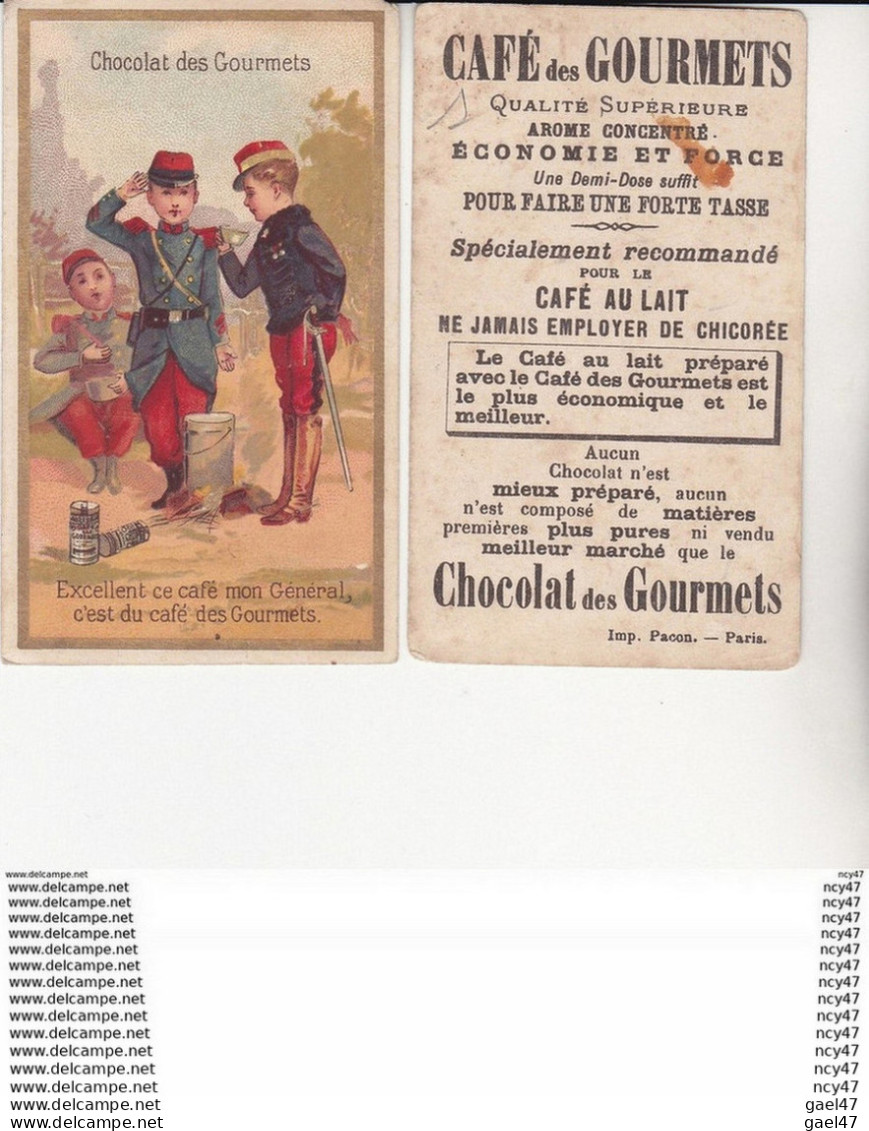 CHROMOS. Chocolat Des GOURMETS.  Excellent Ce Café Mon Général.  ..U932 MILITARIA - Autres & Non Classés