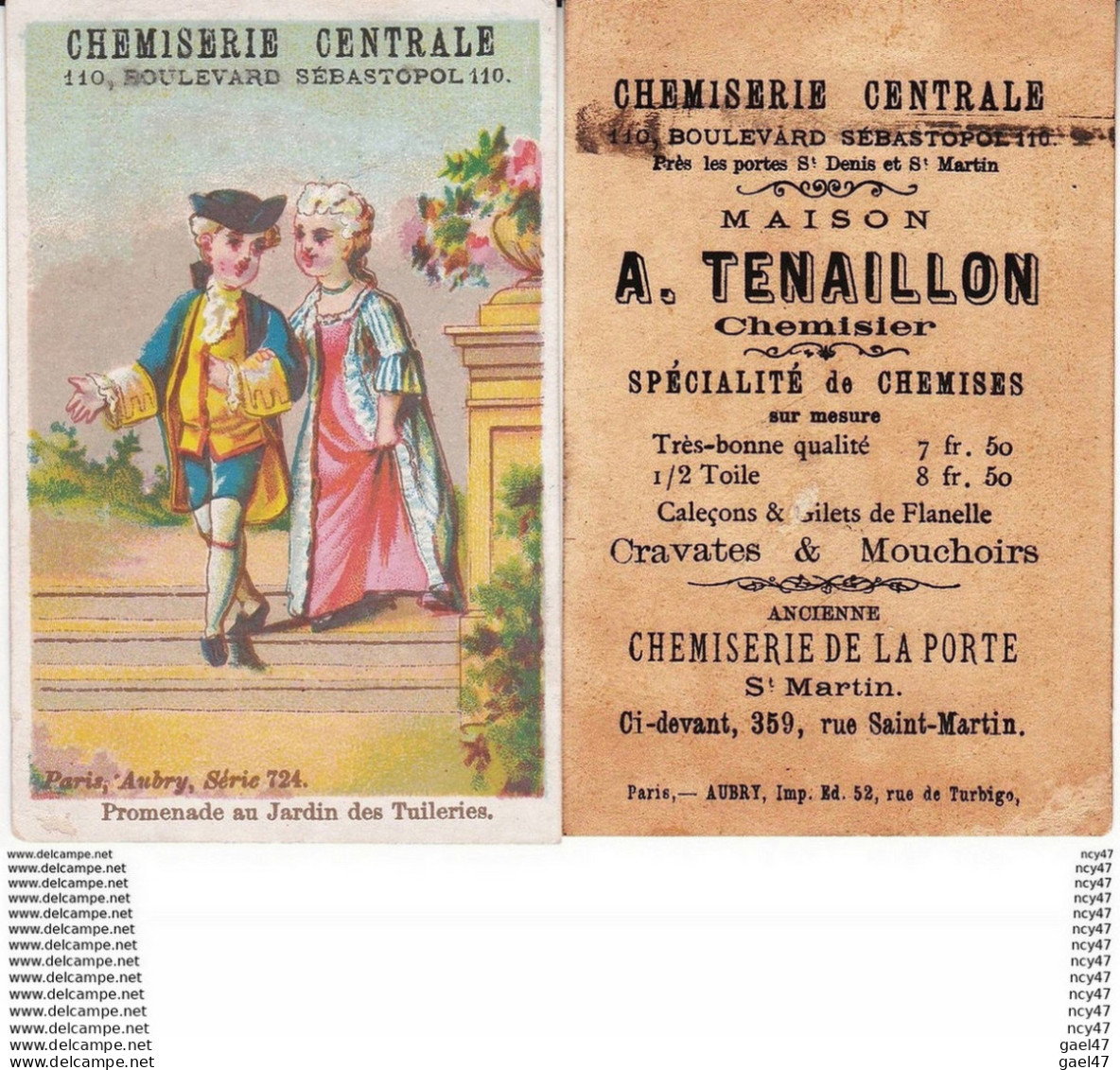 CPA CHROMOS. Chemiserie Centrale. A. TENAILLON. Paris. Promenade Au Jardin Des Tuileries. ...Z193 - Autres & Non Classés