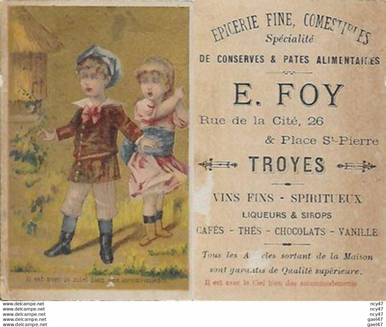 CHROMOS. Epicerie Fine E. FOY (Troyes) Il Est Avec Le Miel Bien Des Inconvénients..S3732 - Autres & Non Classés