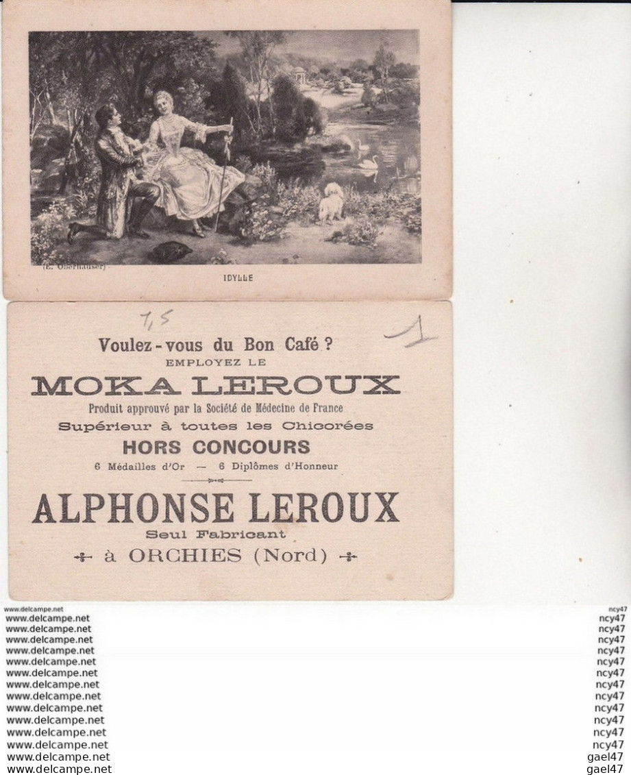 CPA  CHROMOS. Moka  A. LEROUX. L'idylle, Tableau De E. Obernauser. ...Z141 - Thee & Koffie