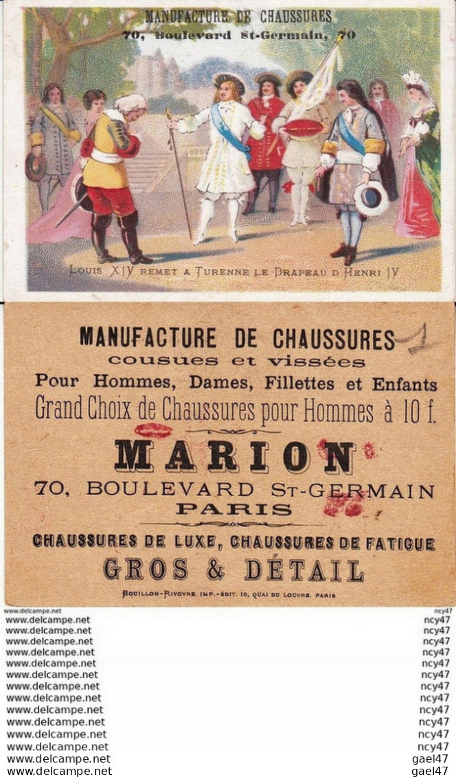 CPA  CHROMOS. Manufacture De Chaussure. MARION. Paris.  Louis XIV Remet à Turenne Le Drapeau D'Henri IV. ...Z157 - Autres & Non Classés