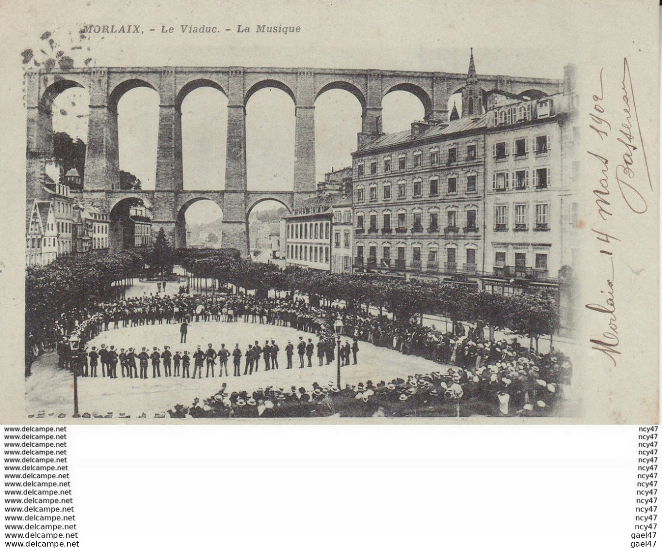 CPA  (29)  MORLAIX.  Le Viaduc, Fanfare Musical, Animé.  Carte Pionnière. ...T700 - Morlaix