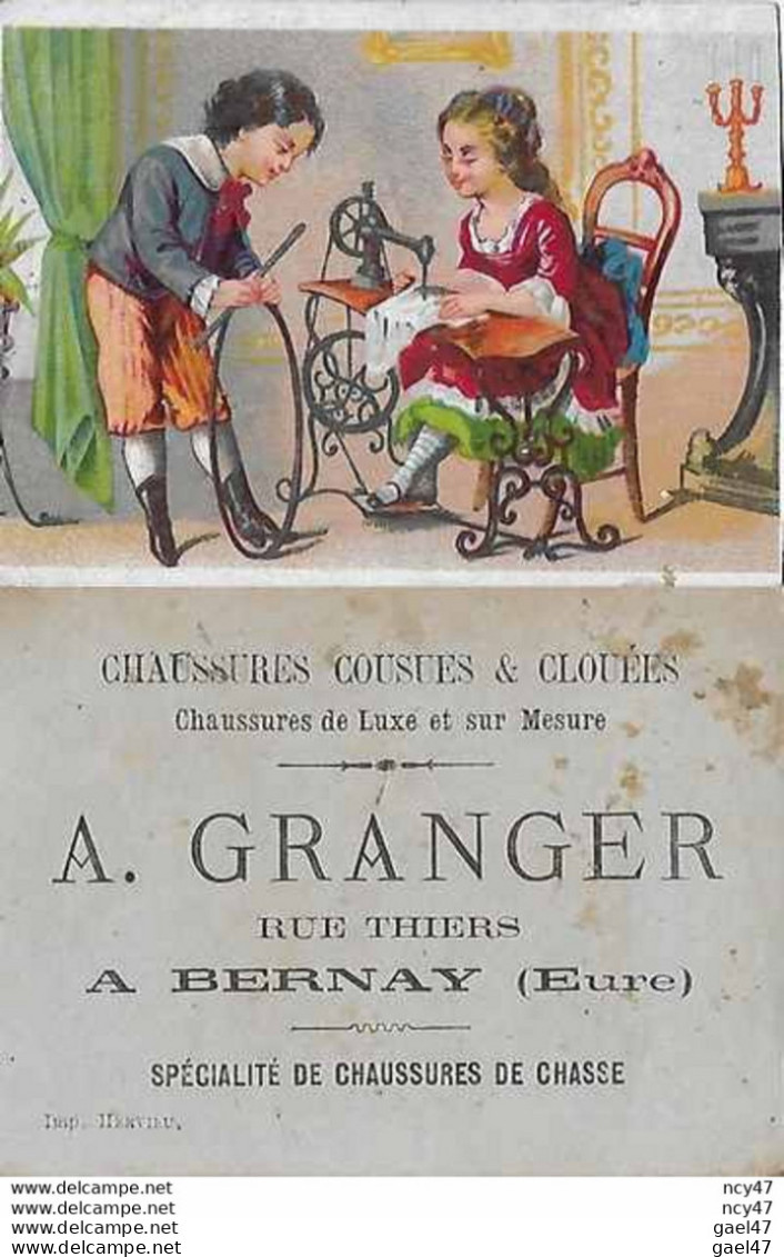 CHROMOS. Chaussures Cousues Et Clouées A. GRANGER (Bernay)  Femme Cousant à La Machine...S4124 - Sonstige & Ohne Zuordnung
