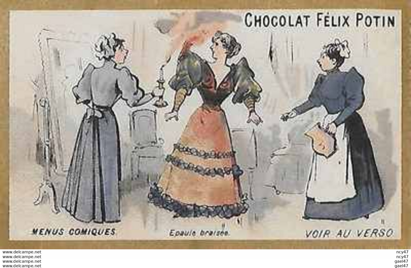 CHROMOS. Chocolat Félix POTIN.  Menus Comiques. Epaule Braisée...S4128 - Other & Unclassified