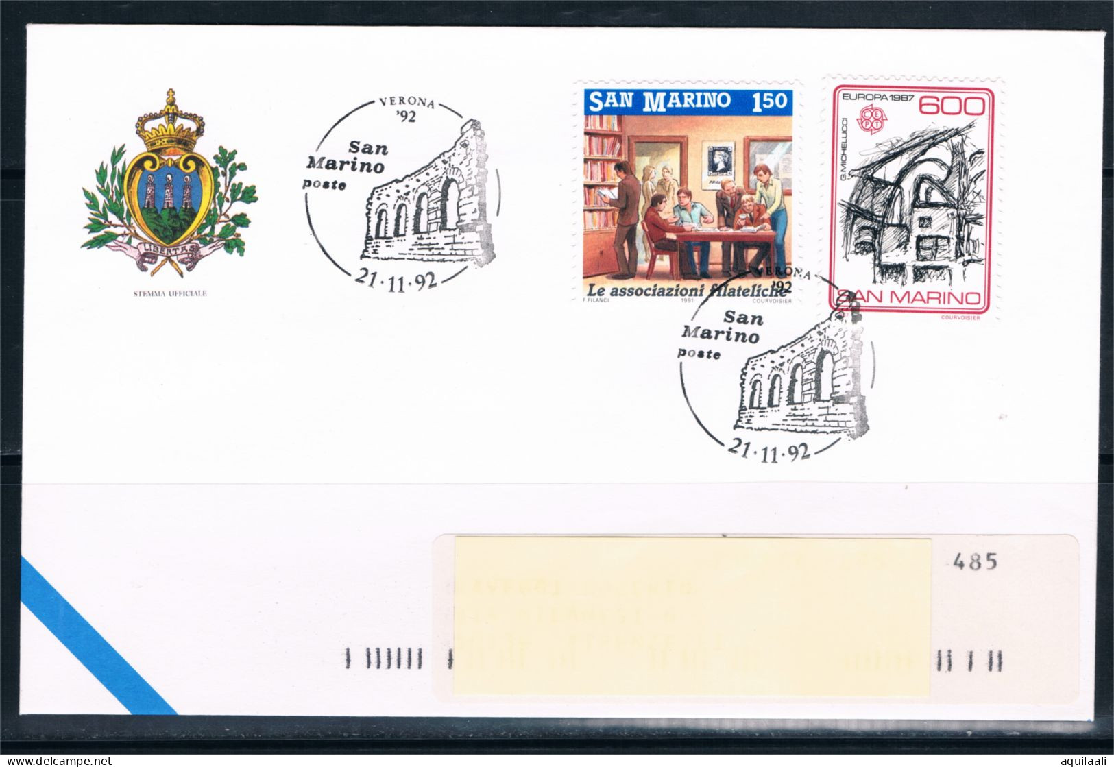 SAN MARINO 1992 -Expo Filatelico "Verona  92", Annullo Speciale. - Philatelic Exhibitions