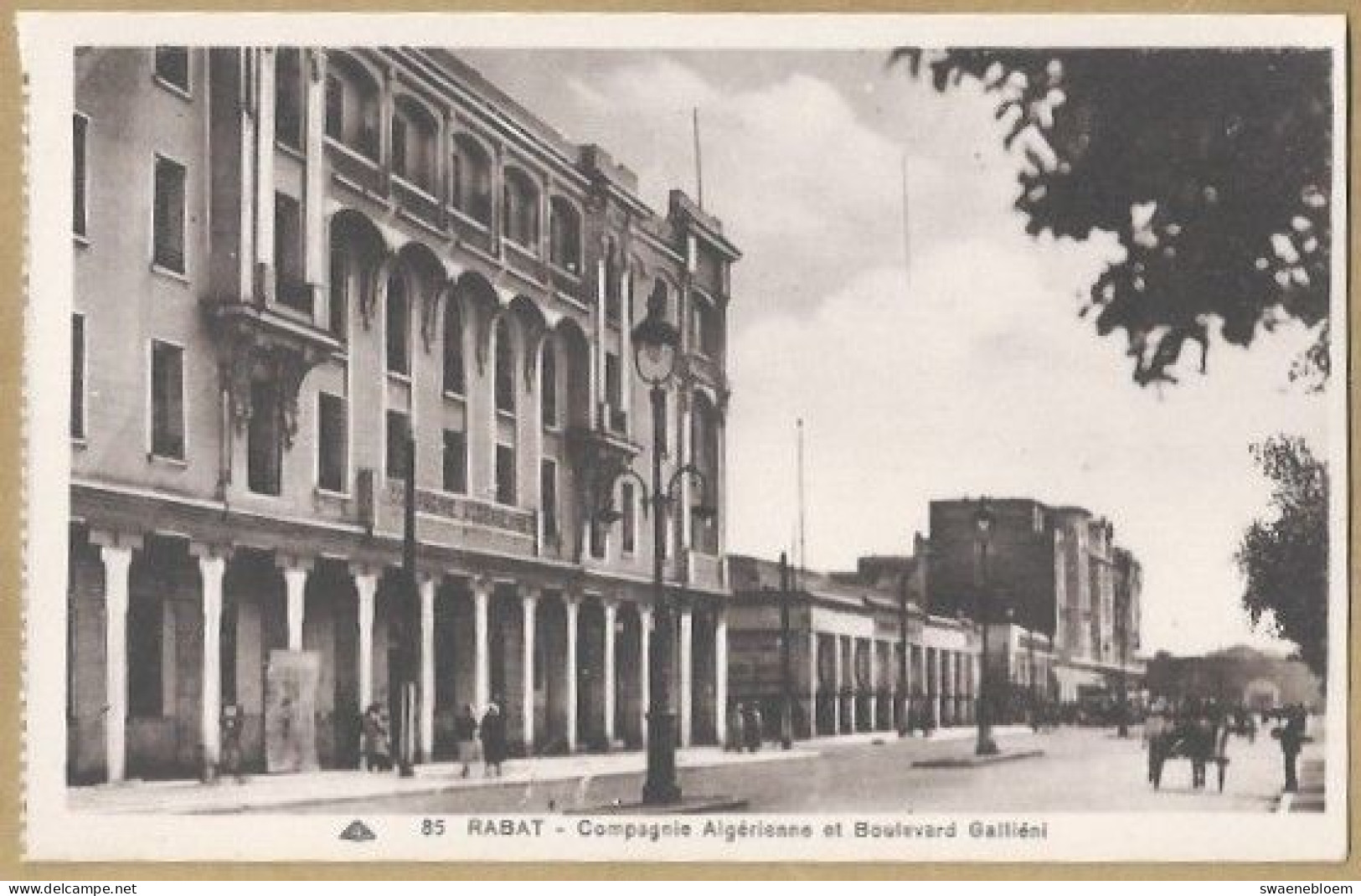 MT.- MAROKKO. RABAT. COMPAGNIE ALGERIENNE ET BOULEVARD GALLIENI. ONGELOPEN - Rabat