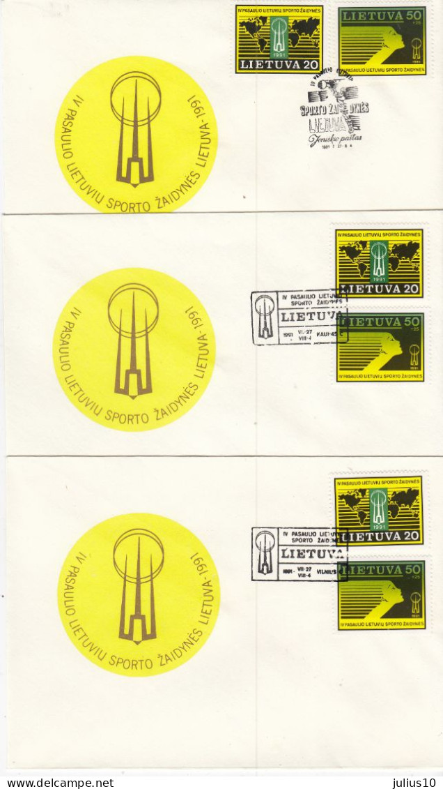 LITHUANIA 1991 Covers World Lithuanian Sport Competition Three Different Cancels  #LTV267 - Lituania