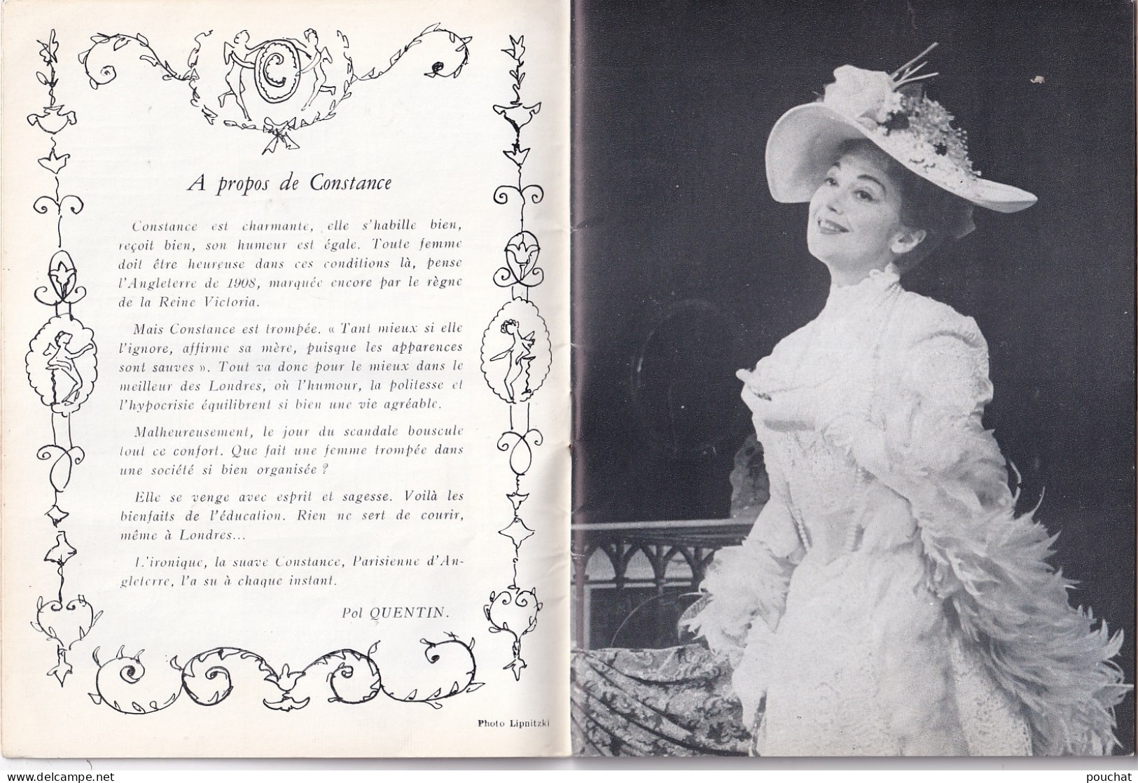 AA+ 132- LIVRET THEATRE SARAH BERNHARDT , PARIS - " CONSTANCE " - COMEDIENS , AUTEURS ET PUBLICITES  - Theater