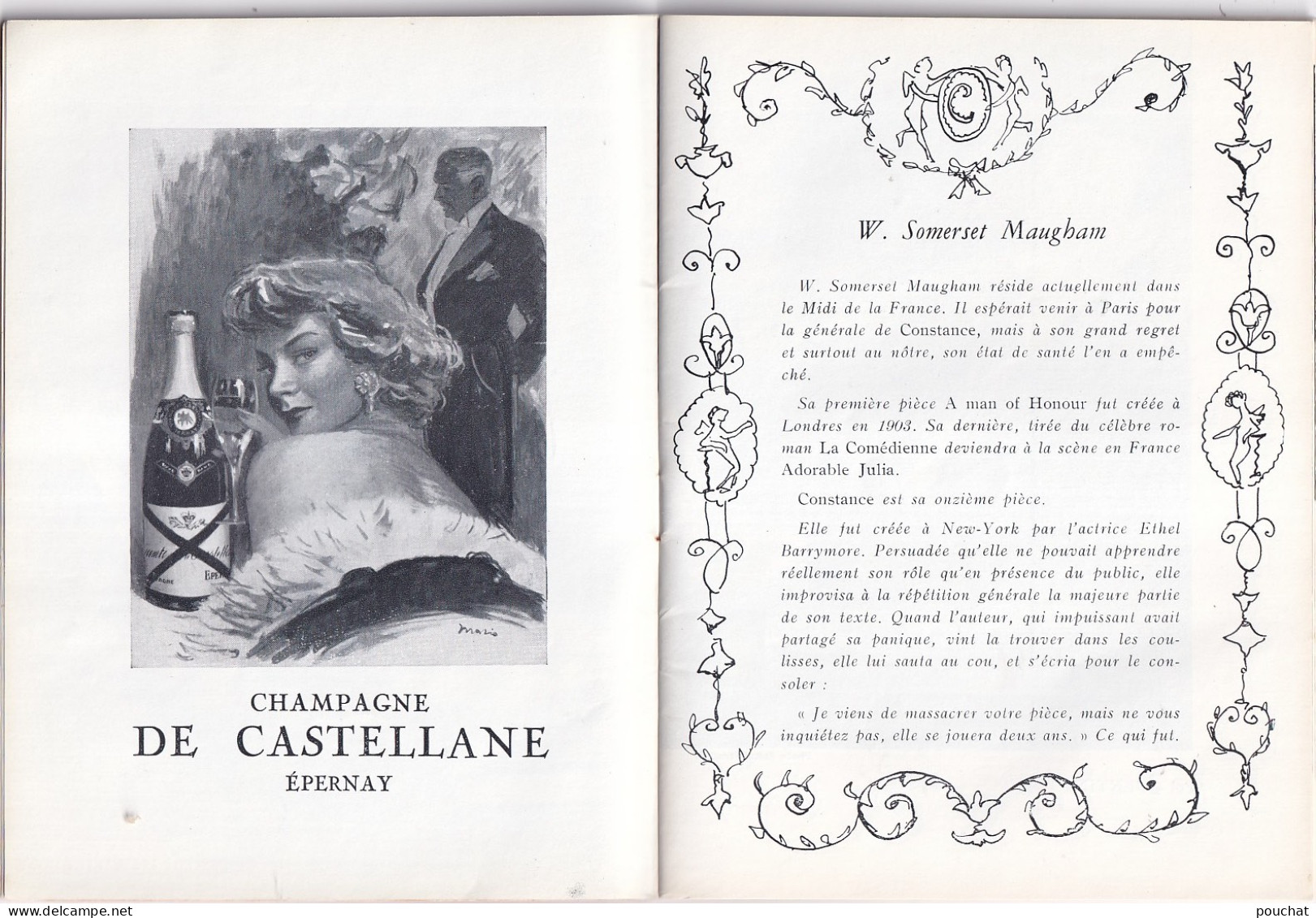 AA+ 132- LIVRET THEATRE SARAH BERNHARDT , PARIS - " CONSTANCE " - COMEDIENS , AUTEURS ET PUBLICITES 