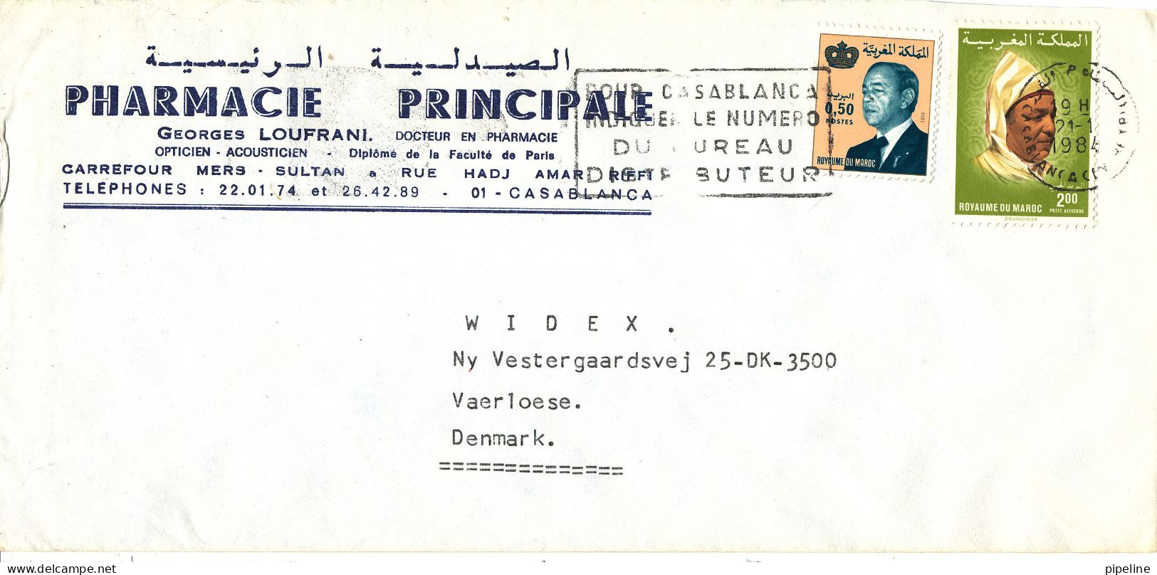 Morocco Cover Sent To Denmark 24-1-1984 - Marocco (1956-...)