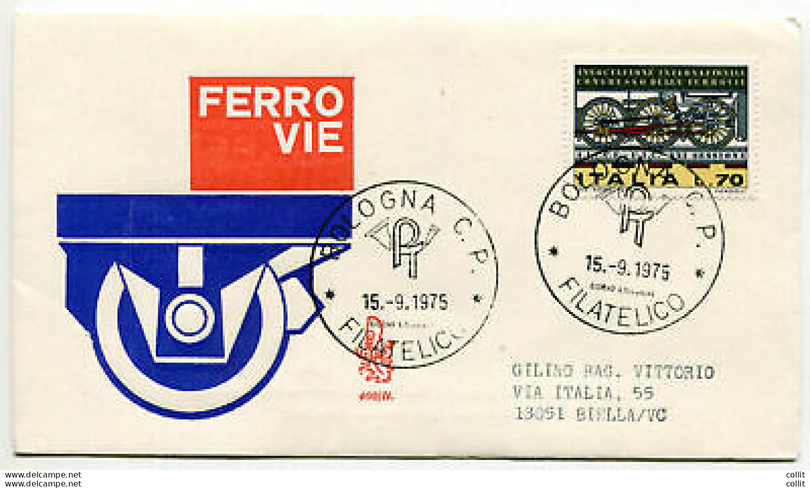 Italia FDC Venetia 1975 Ferrovie  Viaggiata  Per L'Italia - FDC