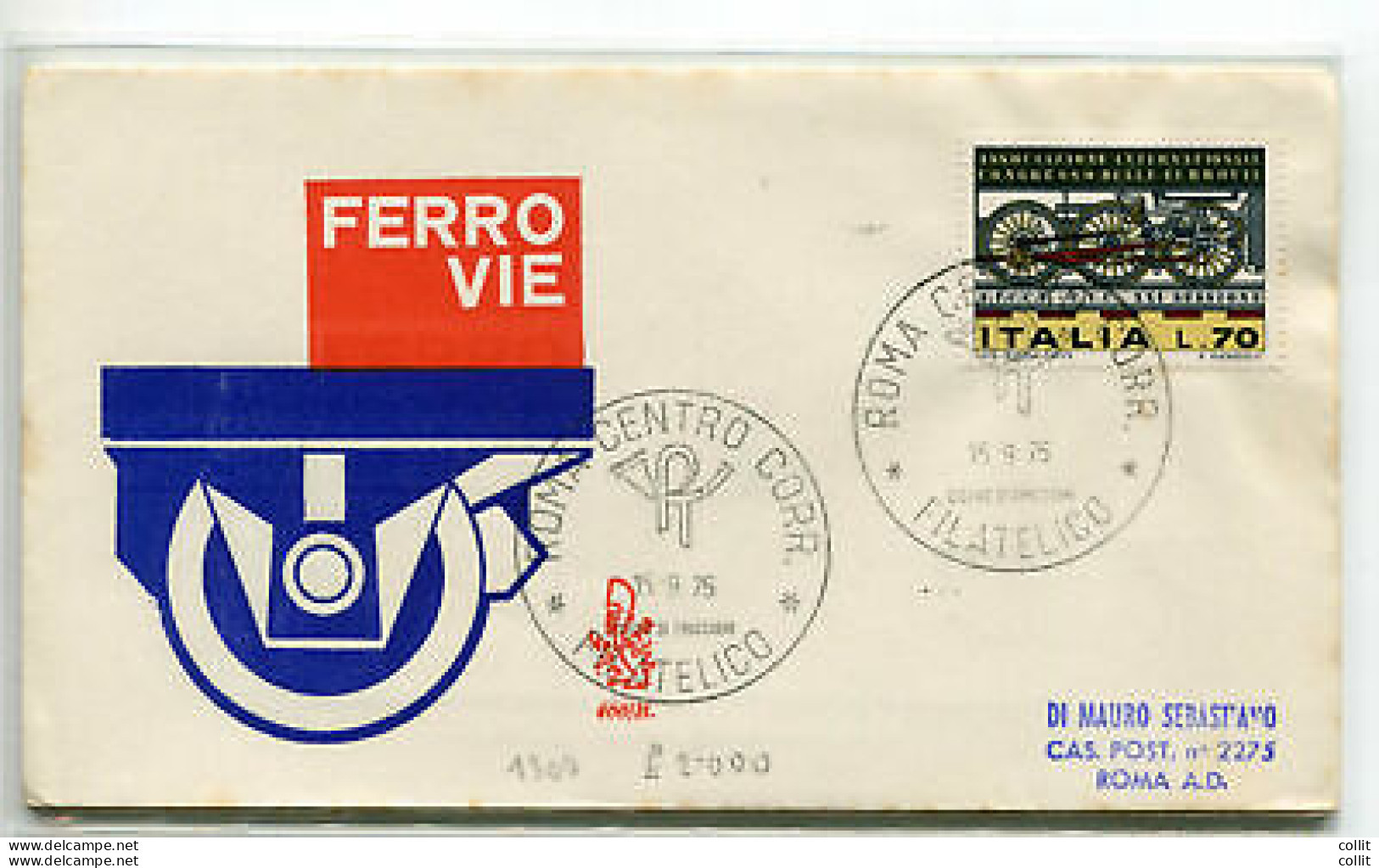 Italia FDC Venetia 1975 Ferrovie  Viaggiata  Per L'Italia - FDC