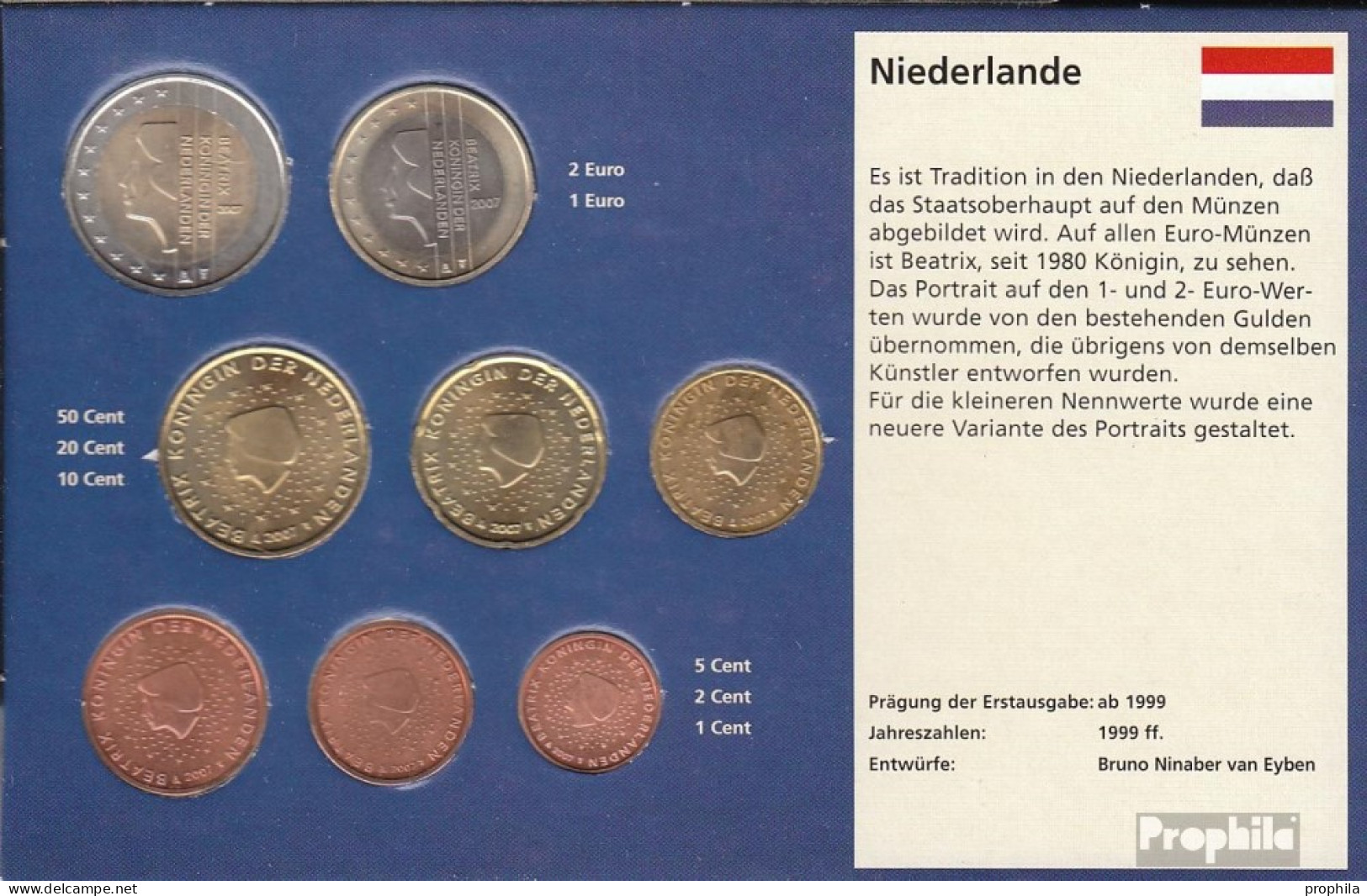 Niederlande 2007 Stgl./unzirkuliert Kursmünzensatz 2007 EURO Nachauflage - Paesi Bassi