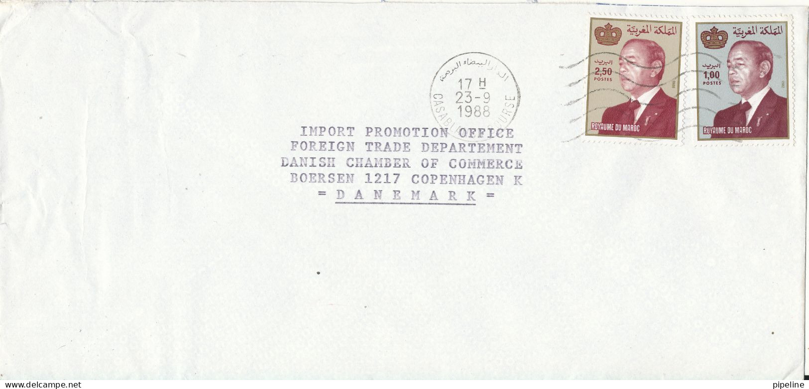 Morocco Cover Sent To Denmark 23-9-1988 - Morocco (1956-...)