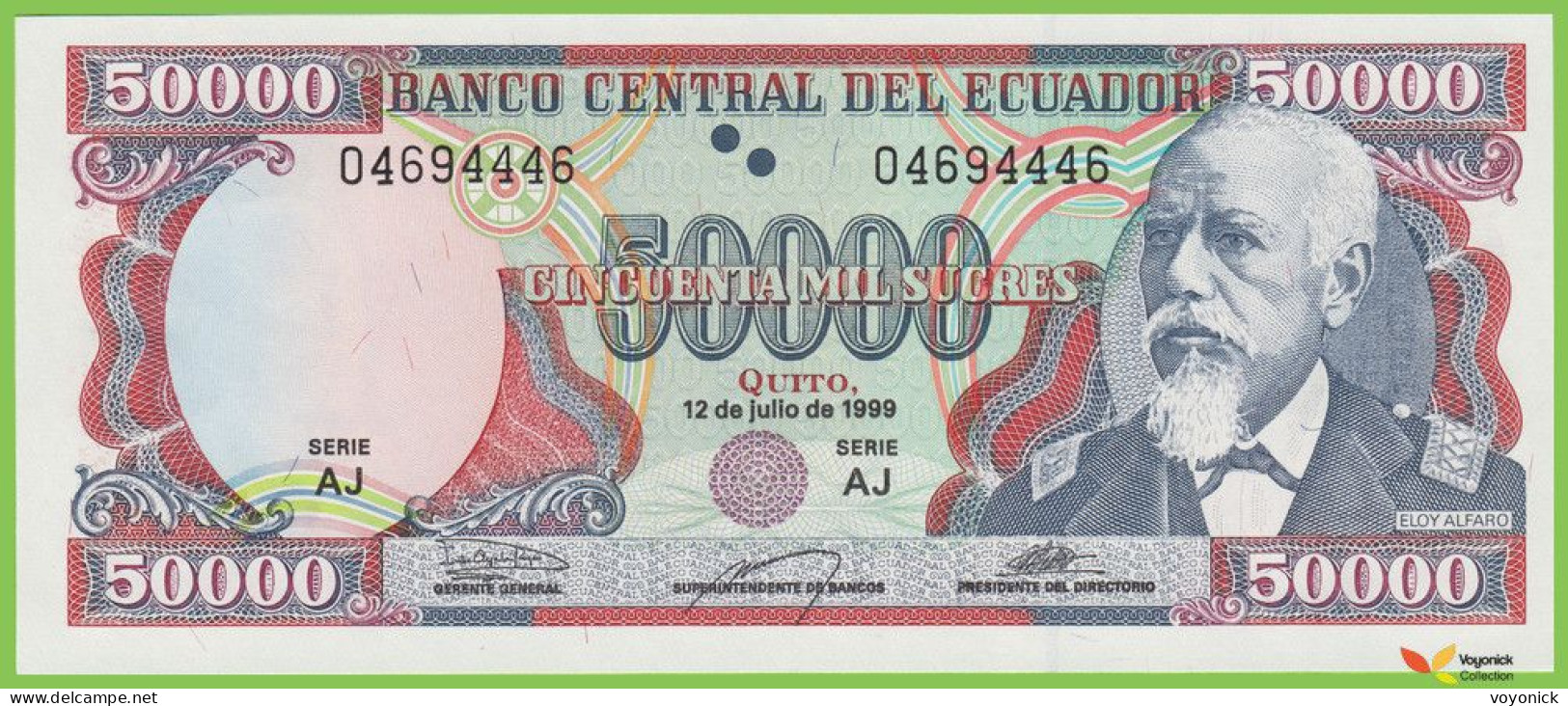 Voyo ECUADOR 50000 Sucres 1999 P130 AJ UNC - Ecuador