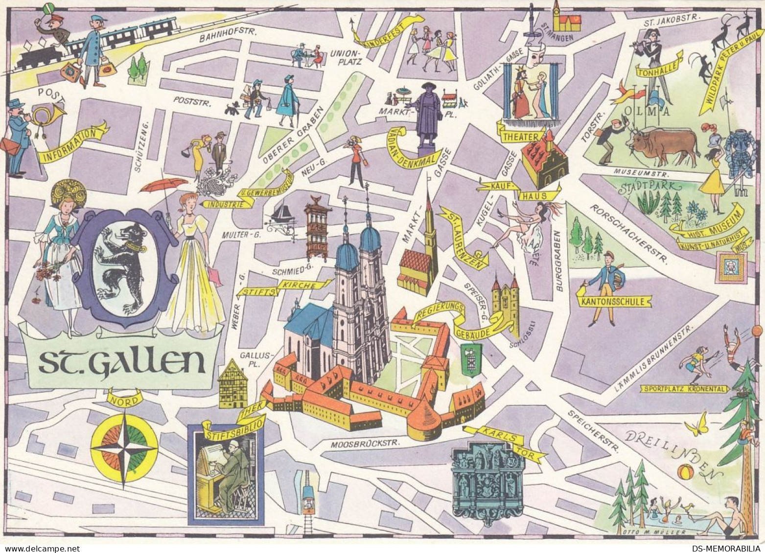 St Gallen Map Postcard - St. Gallen