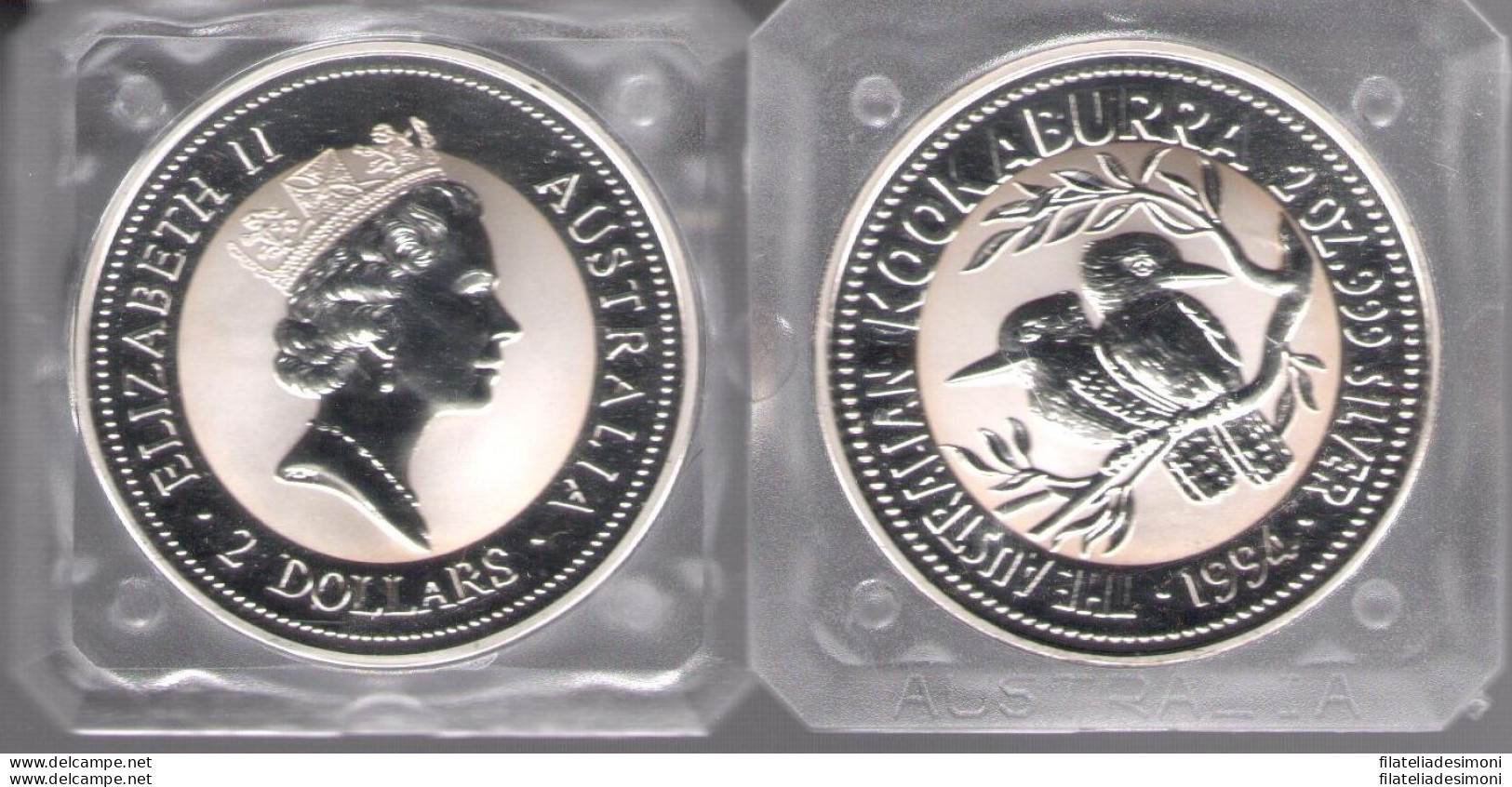 1994 Australia 2 Dollari  &quot;The  Australian Kookaburra&quot;  2 Once Argento - Unclassified