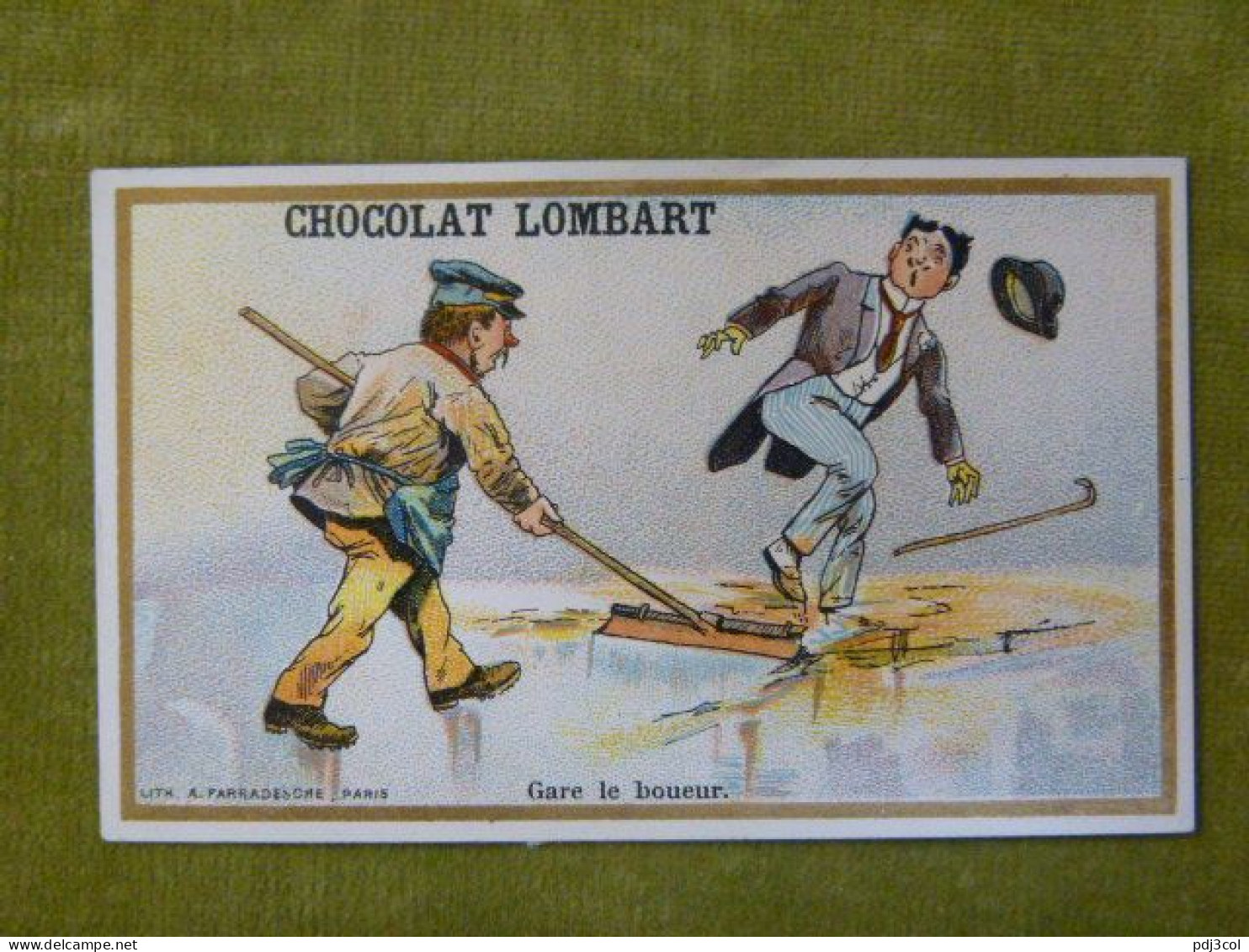 Gare Le Boueur - Chocolat Lombart - Chromo Illustrée Humoristique - Lombart