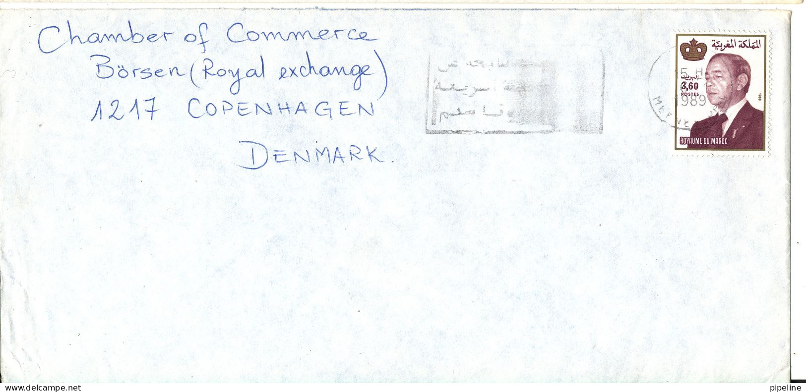 Morocco Cover Sent To Denmark 6-1-1989 Single Franked - Morocco (1956-...)