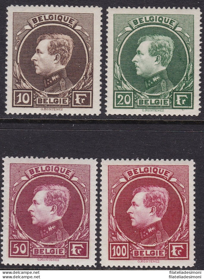 1929 Belgio - Catalogo COB N° 289/292  Effigie Di Re Alberto I - Tipo Montenez - Autres & Non Classés