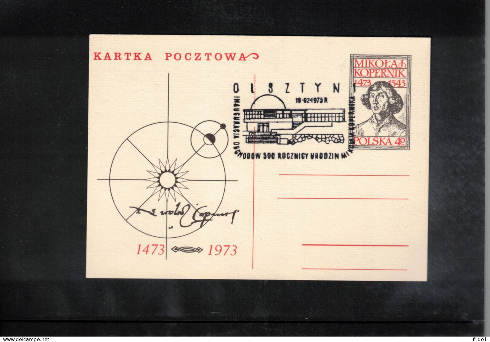 Poland / Polska 1973 Astronomy - 500 Th Anniversary Of The Birth Of Nicolaus Kopernicus Interesting Postcard - Astronomùia