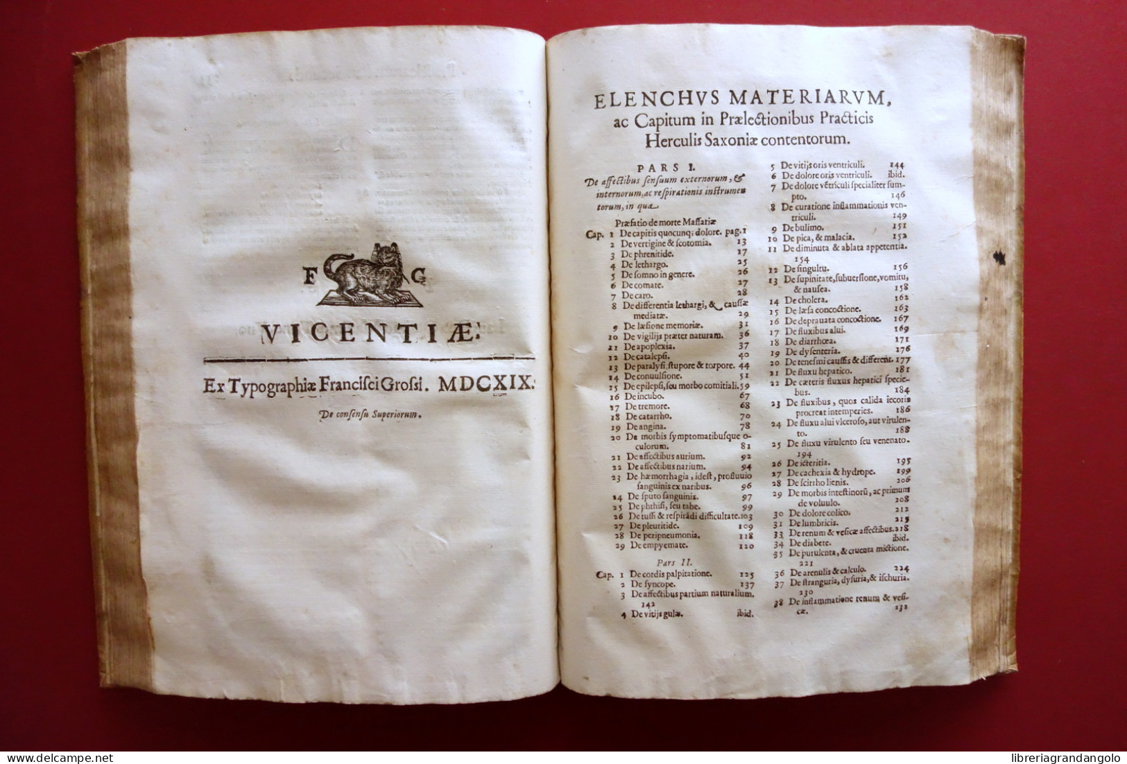 Herculis Saxoniae Patavini Prognoseon Melancholia Lue Venerea De Febribus 1620 - Non Classés