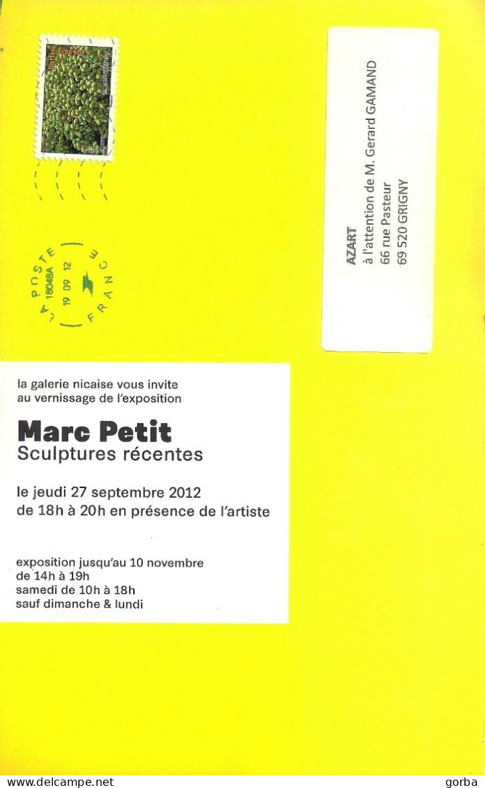 *CPM 15x24 - Sculpture De Marc Petit -  Invitation Galerie Nicaise à PARIS (75) - Expositions