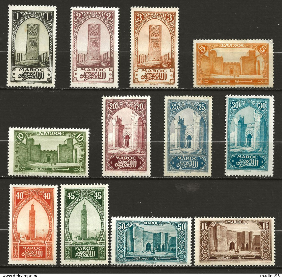 MAROC Colo:, *, N° YT 98/102, 105, 106(*), 108**, 110(*), 111, 112 Et 116, Ch., Ens. De 12 Tp, TB - Used Stamps