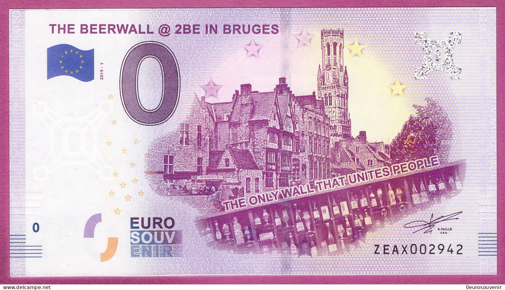 0-Euro ZEAX 2019-1  THE BEERWALL @ 2BE IN BRUGES - Private Proofs / Unofficial