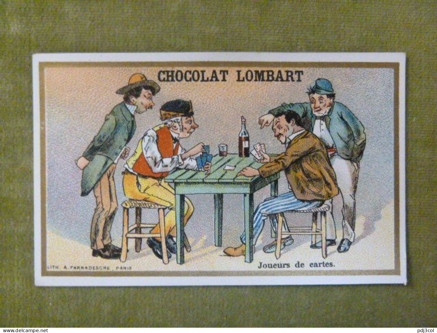 Joueurs De Cartes - Chocolat Lombart - Chromo Illustrée Humoristique - Lombart