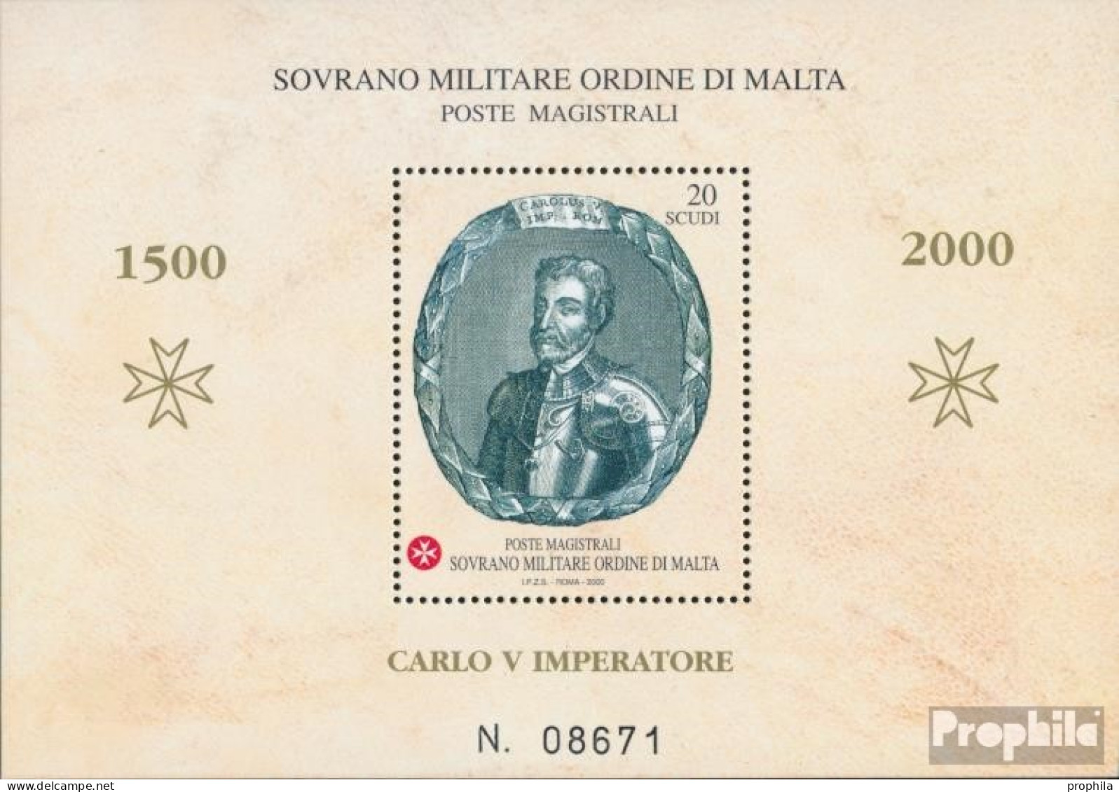 Malteserorden (SMOM) Block57 (kompl.Ausg.) Postfrisch 2000 Karl V. - Malta (...-1964)