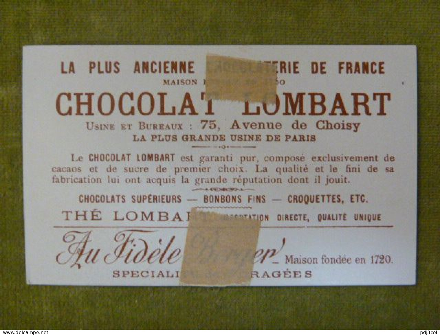 Le Pneu Crevé - Chocolat Lombart - Chromo Illustrée Humoristique - Lombart