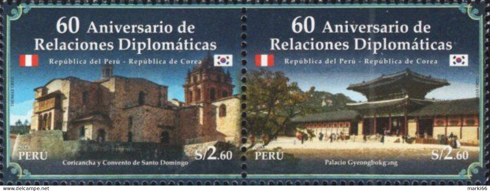 Peru - 2023 - Diplomatic Relations Peru-Korea - 60 Years - Mint Stamp Set (se-tenant Pair) - Pérou