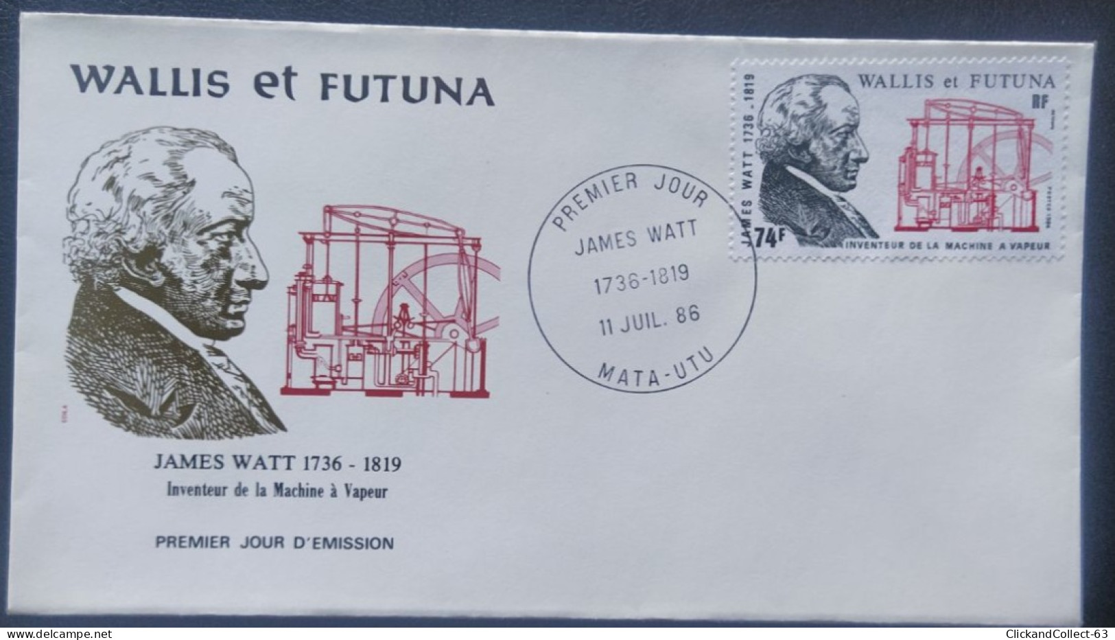 Enveloppe Premier Jour Wallis & Futuna James Watt 1986 Timbre N° 347 - FDC