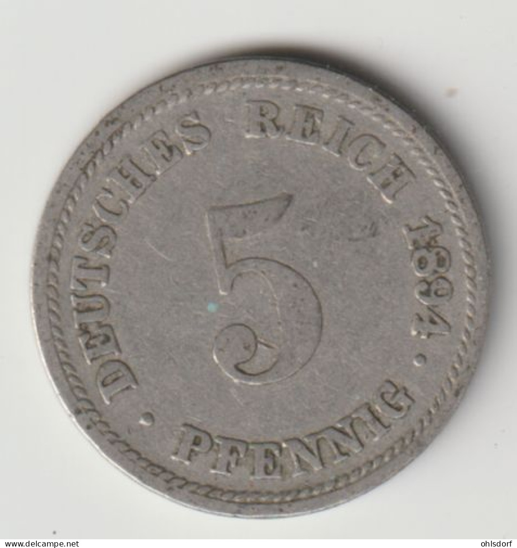 DEUTSCHES REICH 1894 D: 5 Pfennig, KM 11 - 5 Pfennig